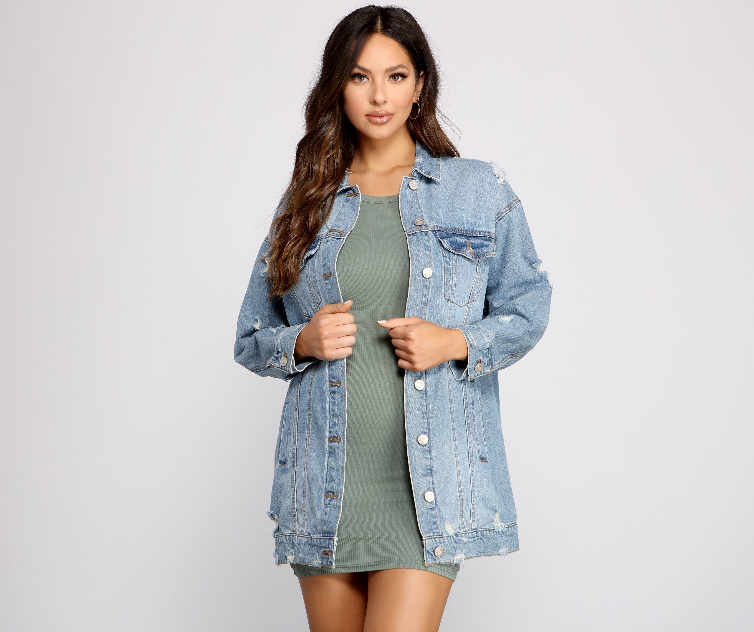 So Chic Long Denim Jacket