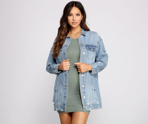 So Chic Long Denim Jacket