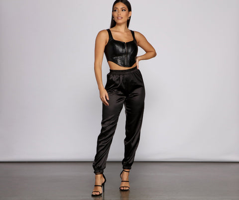 Sleek and Chic Satin Jogger Pants