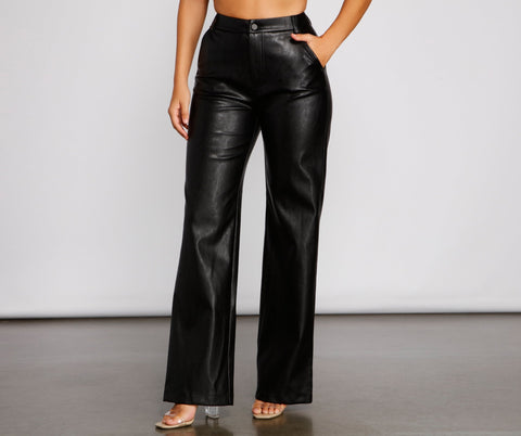 Sleek Faux Leather Straight-Leg Pants