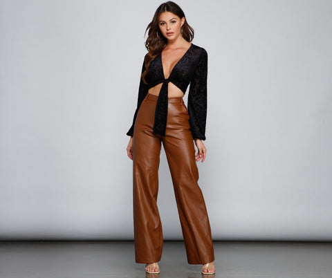 Sleek Faux Leather Straight-Leg Pants