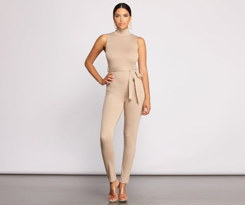 Sleek and Stylish Tie Waist Catsuit