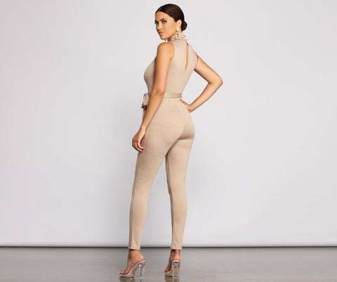 Sleek and Stylish Tie Waist Catsuit