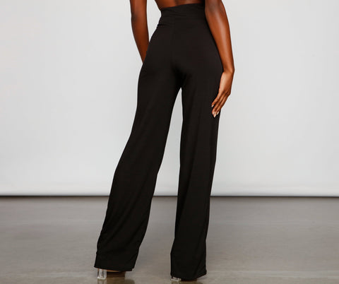 Sleek Tie Waist Wide Leg Pants