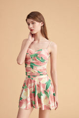 Floral One Piece Swimsuit With Skirt