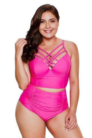 (M-3XL) Tankini-Set mit überkreuzter Brust