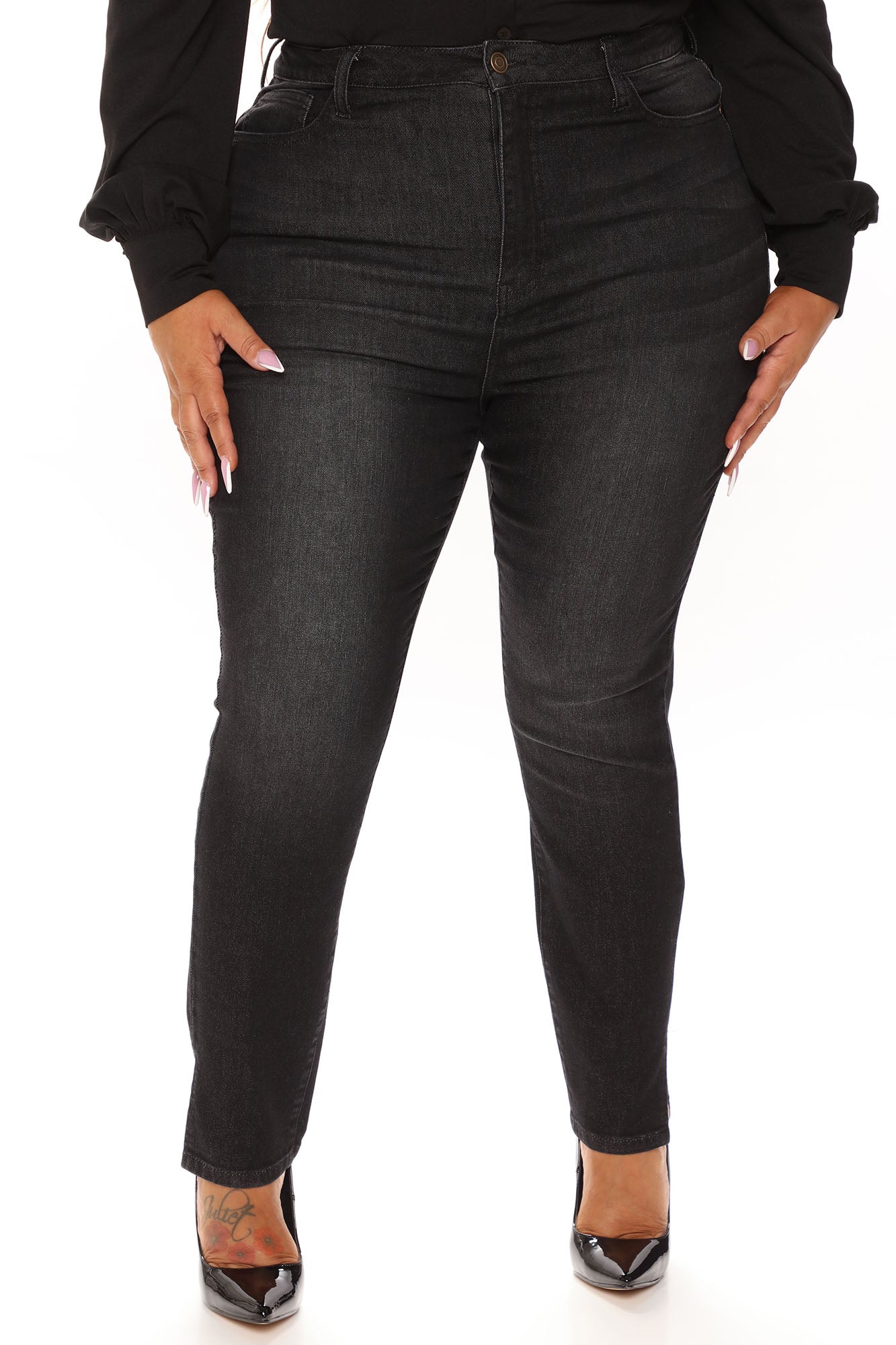 Tell Slit Like It Is Skinny Jeans - Black
