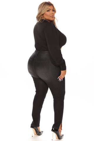 Tell Slit Like It Is Skinny Jeans - Black