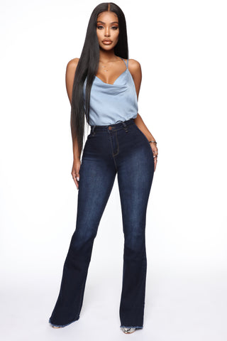 Valentina High Rise Flare Jeans - Dark Denim