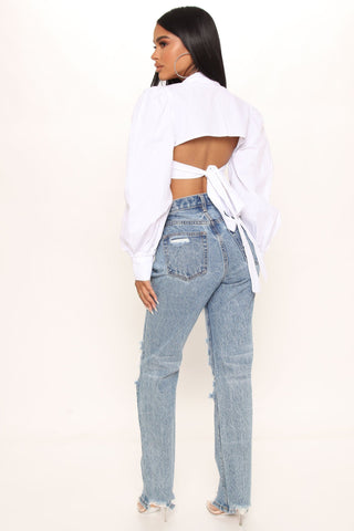 Sweet Sweet Love Straight Leg Boyfriend Jeans - Medium Blue Wash