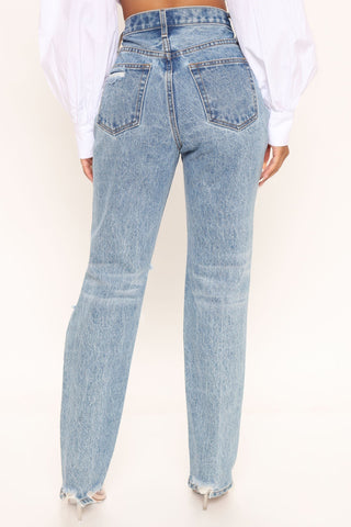 Sweet Sweet Love Straight Leg Boyfriend Jeans - Medium Blue Wash