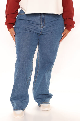 Sweet Love Straight Leg Jeans - Medium Blue Wash