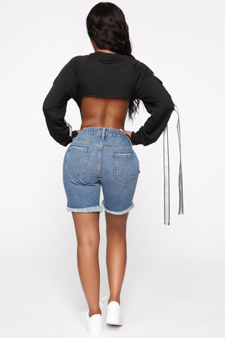 This Time Around Bermuda Shorts - Medium Blue Wash