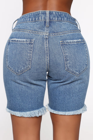 This Time Around Bermuda Shorts - Medium Blue Wash