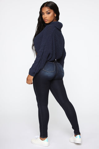 Swing My Way High Rise Skinny Jeans - Dark Denim