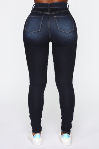 Swing My Way High Rise Skinny Jeans - Dark Denim