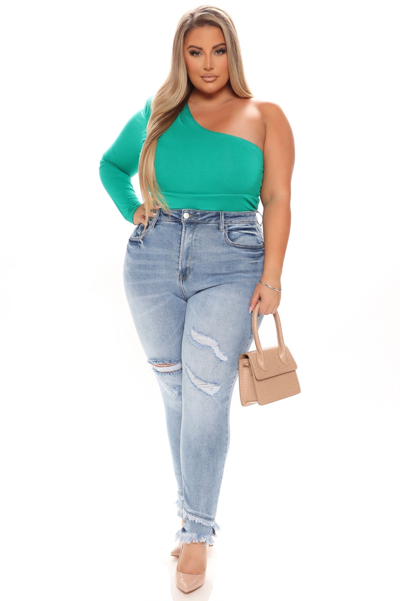 Sydney Sunshine Fray Hem Skinny Jeans - Medium Blue Wash