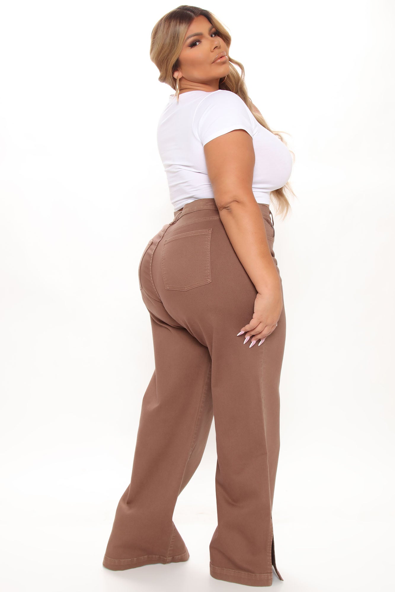 Stockholm Side Slit Wide Leg Jeans - Chocolate