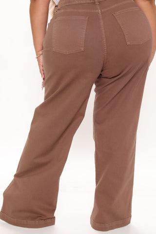 Stockholm Side Slit Wide Leg Jeans - Chocolate