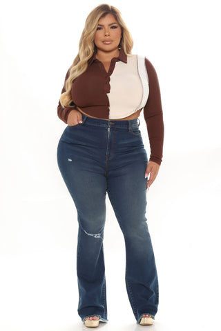 Super Compression Stretch Flare Jeans - Dark Wash