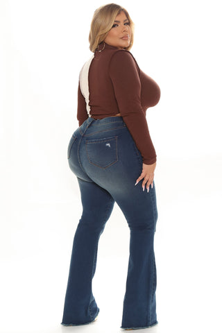 Super Compression Stretch Flare Jeans - Dark Wash
