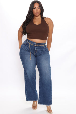 Straight From The Block Belted High Rise Jeans - Medium Blue Wash
