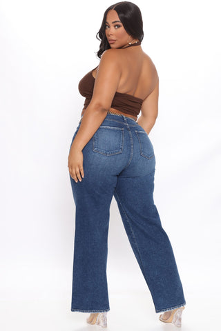 Straight From The Block Belted High Rise Jeans - Medium Blue Wash