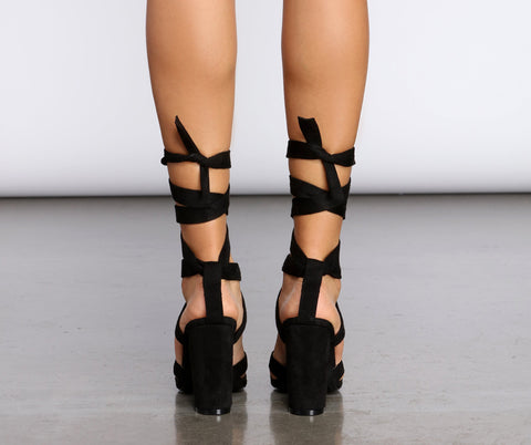 Lace Up Block Heels