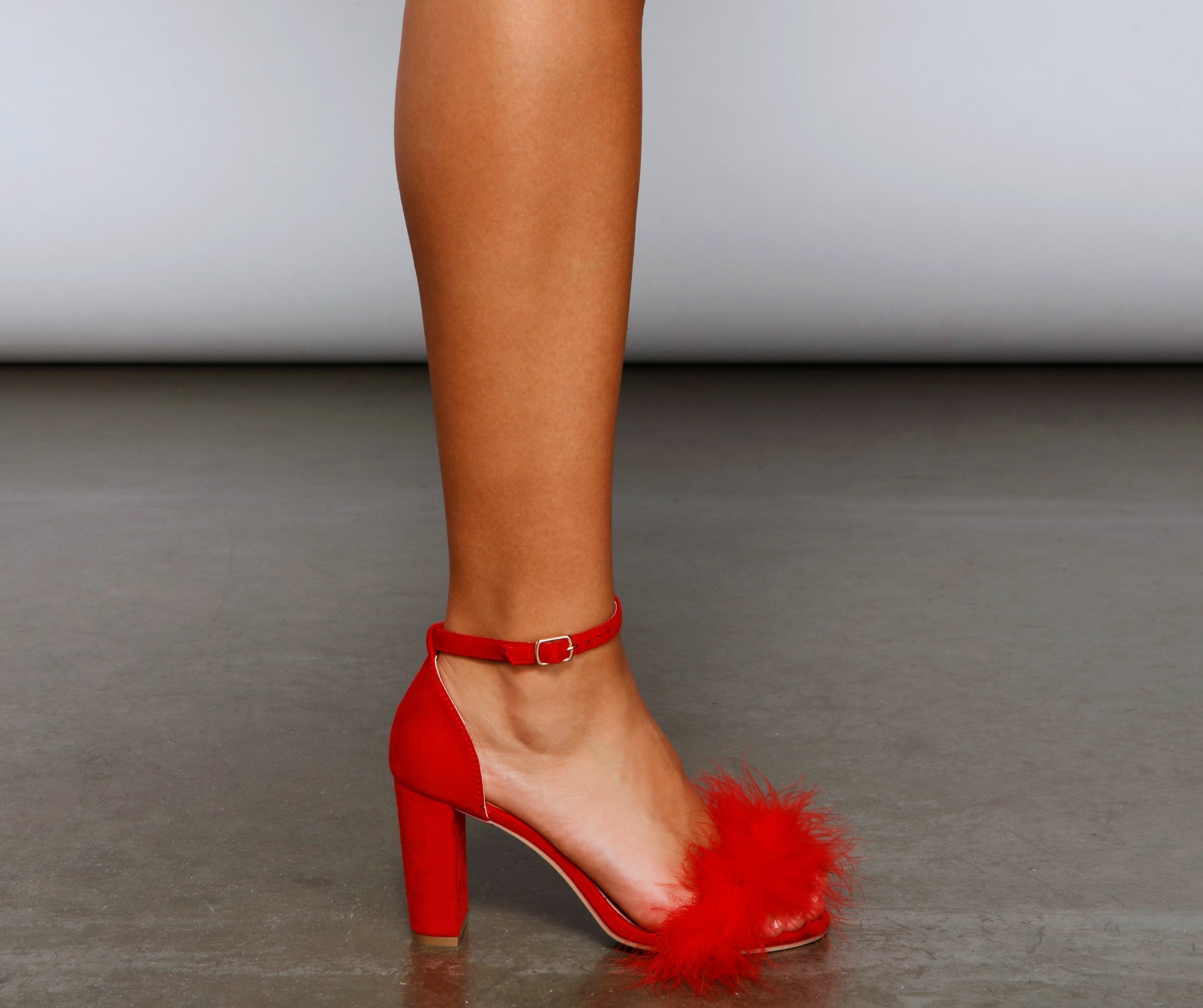 Glam It Up Marabou Block Heels