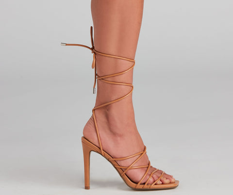 Attitude PU Lace-Up Stiletto Heels