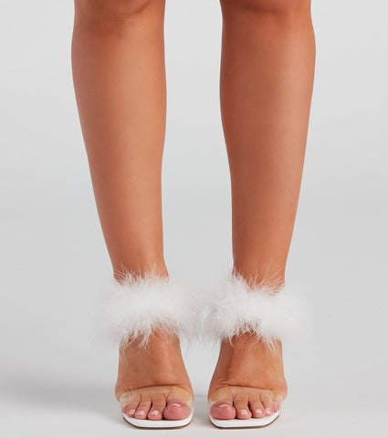 Wait Fur It Marabou Lucite Heels