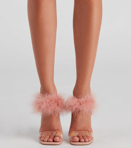 Wait Fur It Marabou Lucite Heels