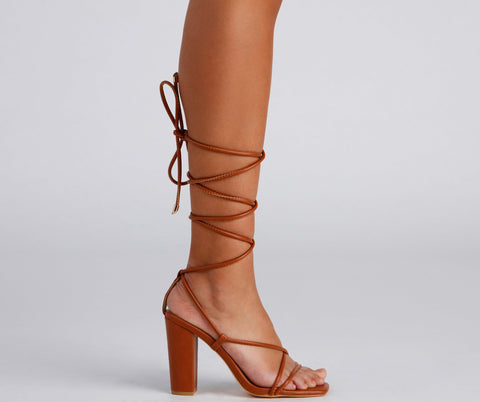 Stylish Babe Lace-Up Block Heels