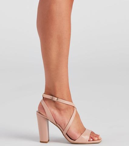 A Little Flare Cross Block Heels