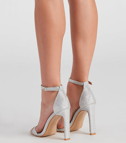 Glitter Party Mesh Block Heels