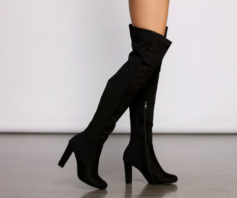 50 and 50 Thigh High Faux Suede and Knit Boots