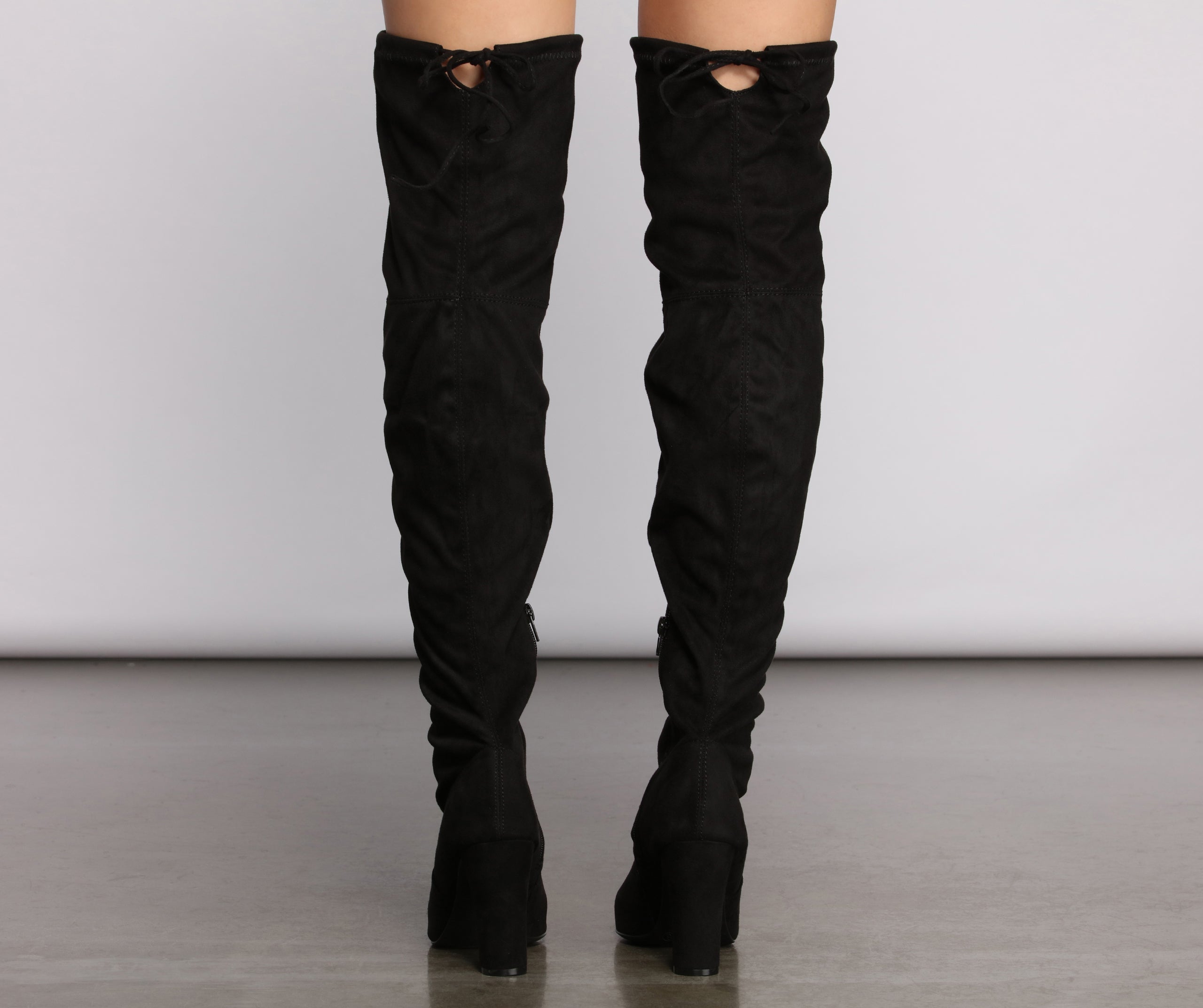 Over The Knee Open Toe Block Heeled Boots