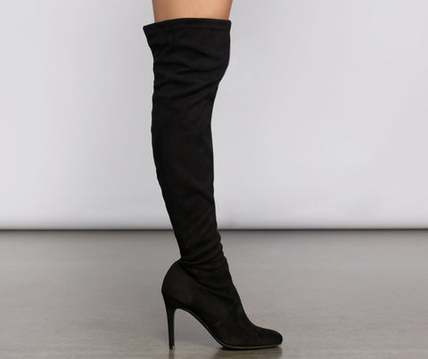 Essential Overknee-Stiefel aus Wildlederimitat mit Stilettoabsatz