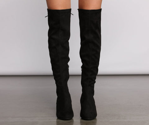 Over The Knee Tie Back Heeled Boots