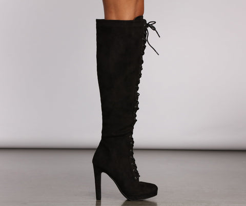 Faux Suede Over The Knee Stiletto Boots