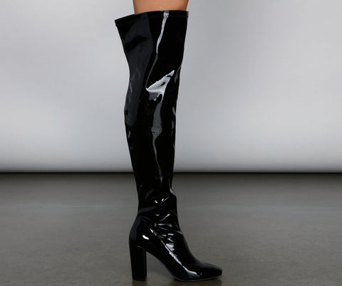 So Seductive Patent Leather Thigh-High Boots