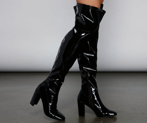 So Seductive Patent Leather Thigh-High Boots