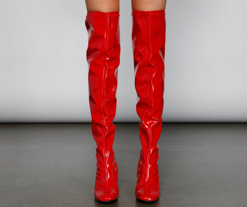 So Seductive Patent Leather Thigh-High Boots