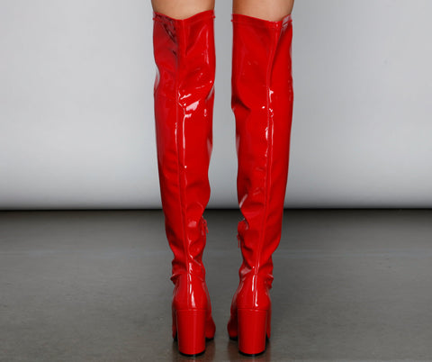 So Seductive Patent Leather Thigh-High Boots