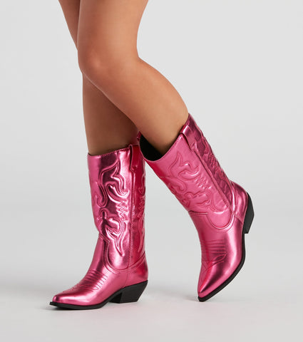 Major Glam Metallic Cowboystiefel