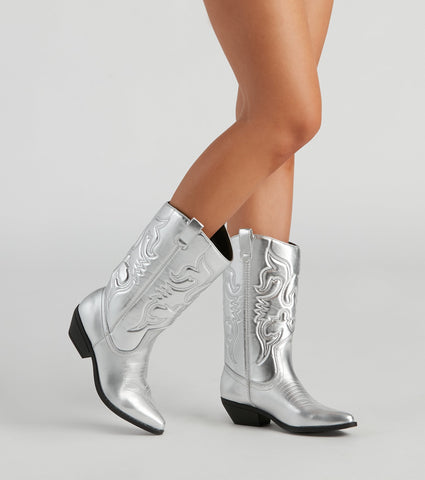 Major Glam Metallic Cowboystiefel