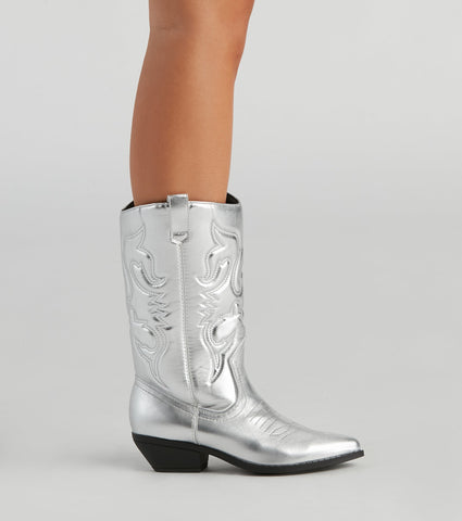 Major Glam Metallic Cowboystiefel