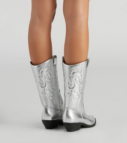 Major Glam Metallic Cowboystiefel