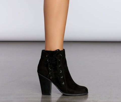 Faux Suede Lace Up Booties