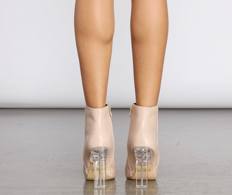 Come Thru Clear Heeled Booties